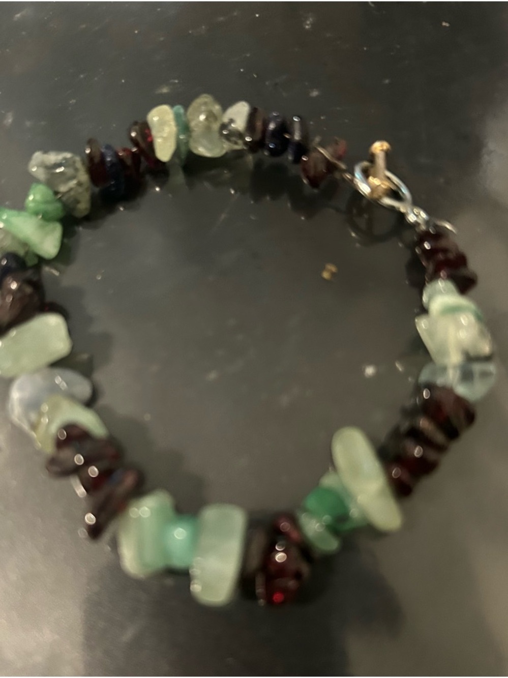 Handcrafted Multi-Stone Bracelet in Green and Deep Red